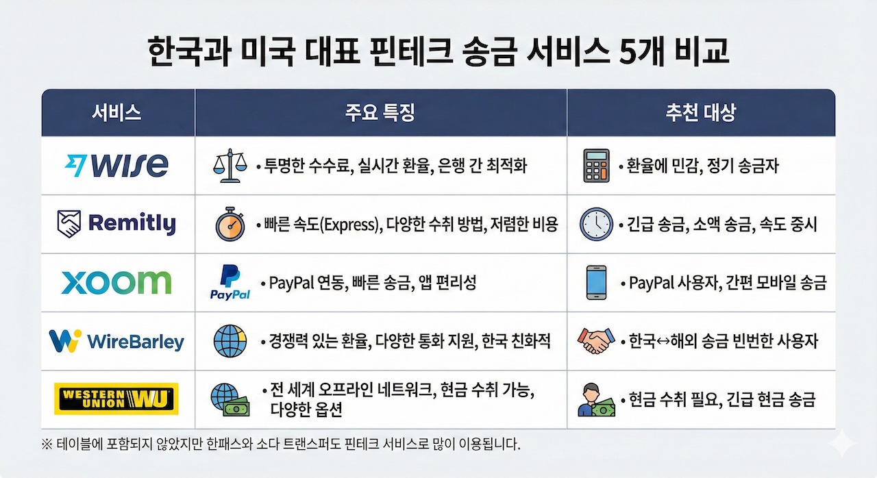 핀테크 송금 서비스 비교