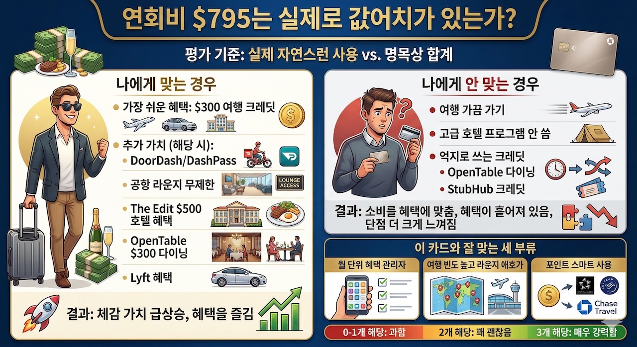 사파이어 리저브 연회비 $795는 실제로 값어치가 있는가